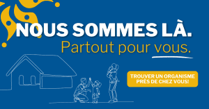 Bandeau qui décrit le thème de la campagne 2024: Nous sommes là. Partout pour vous.